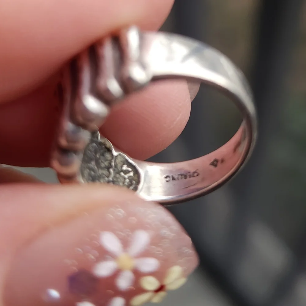 Handmade Sterling Silver 925 Silver Column Diamond Cut Ring Sz 4.75